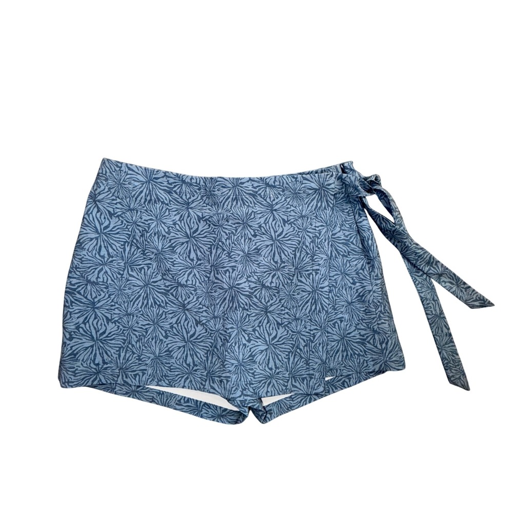 Southern Tide Womens Blue Floral Wrap Front Tie Shorts Size 8 Side Zip